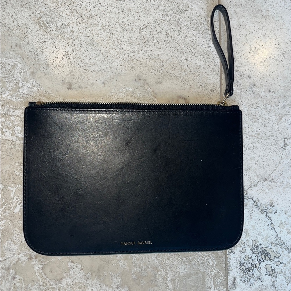 Mansur Gavriel Black Leather Wristlet Pouch